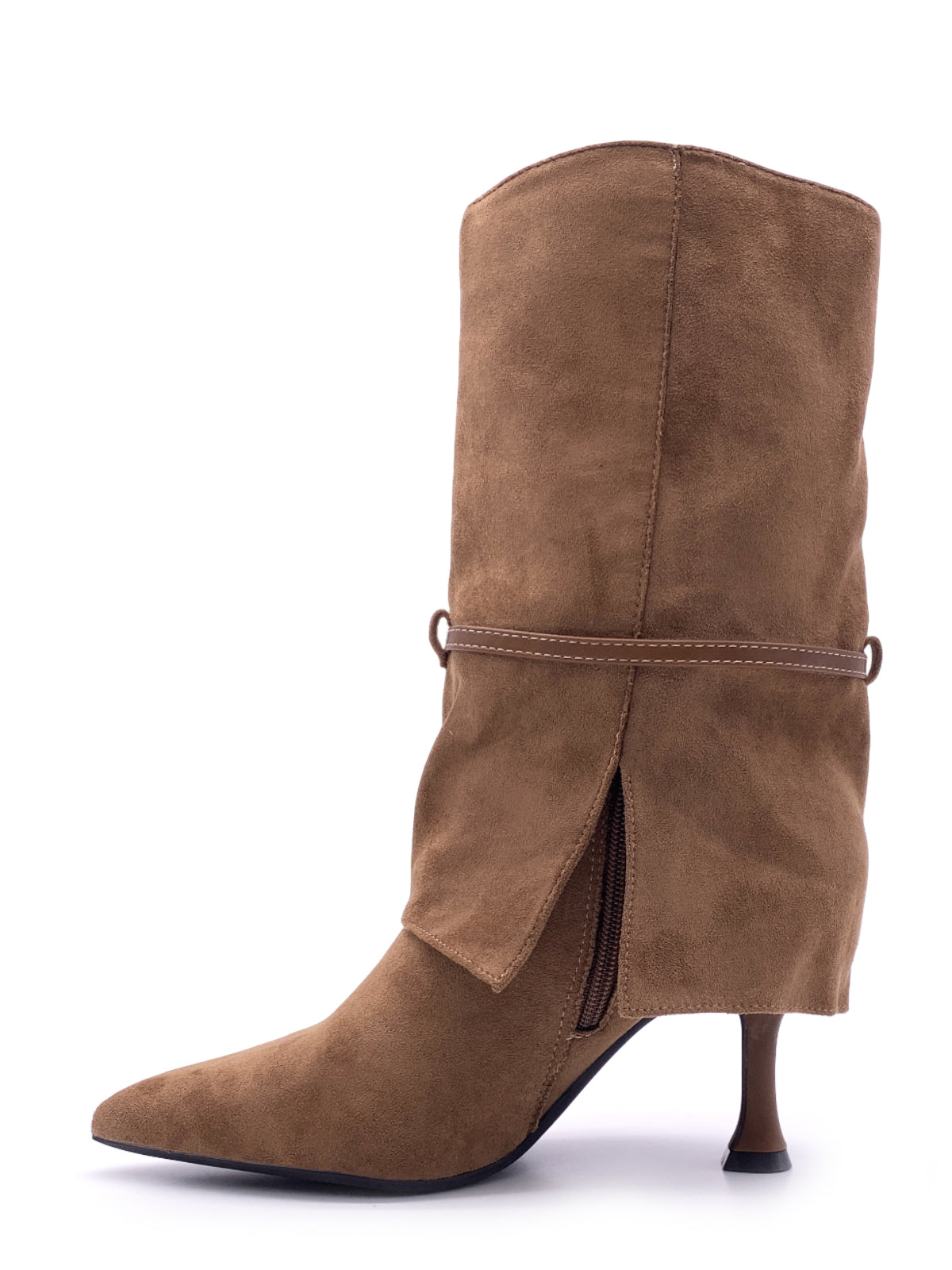 ROSARIA - Stivaletti 3/4 in camoscio con risvolto