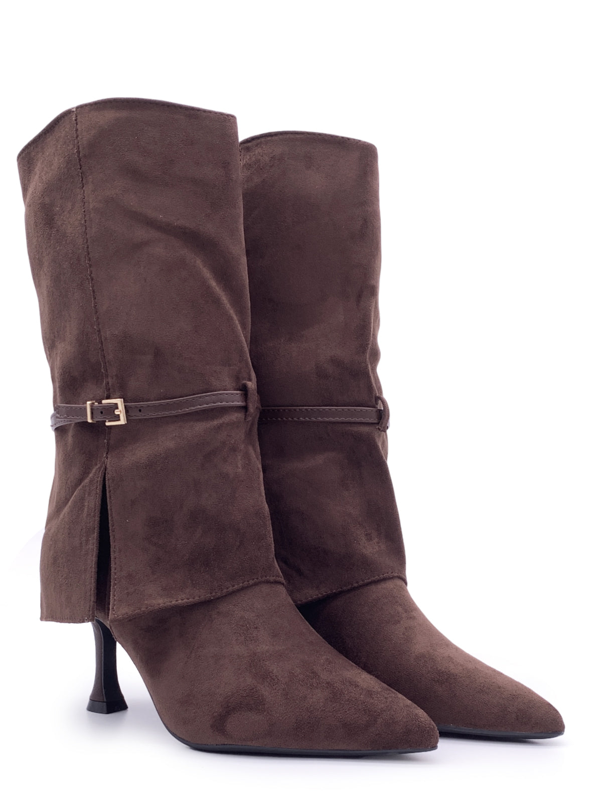 ROSARIA - Stivaletti 3/4 in camoscio con risvolto