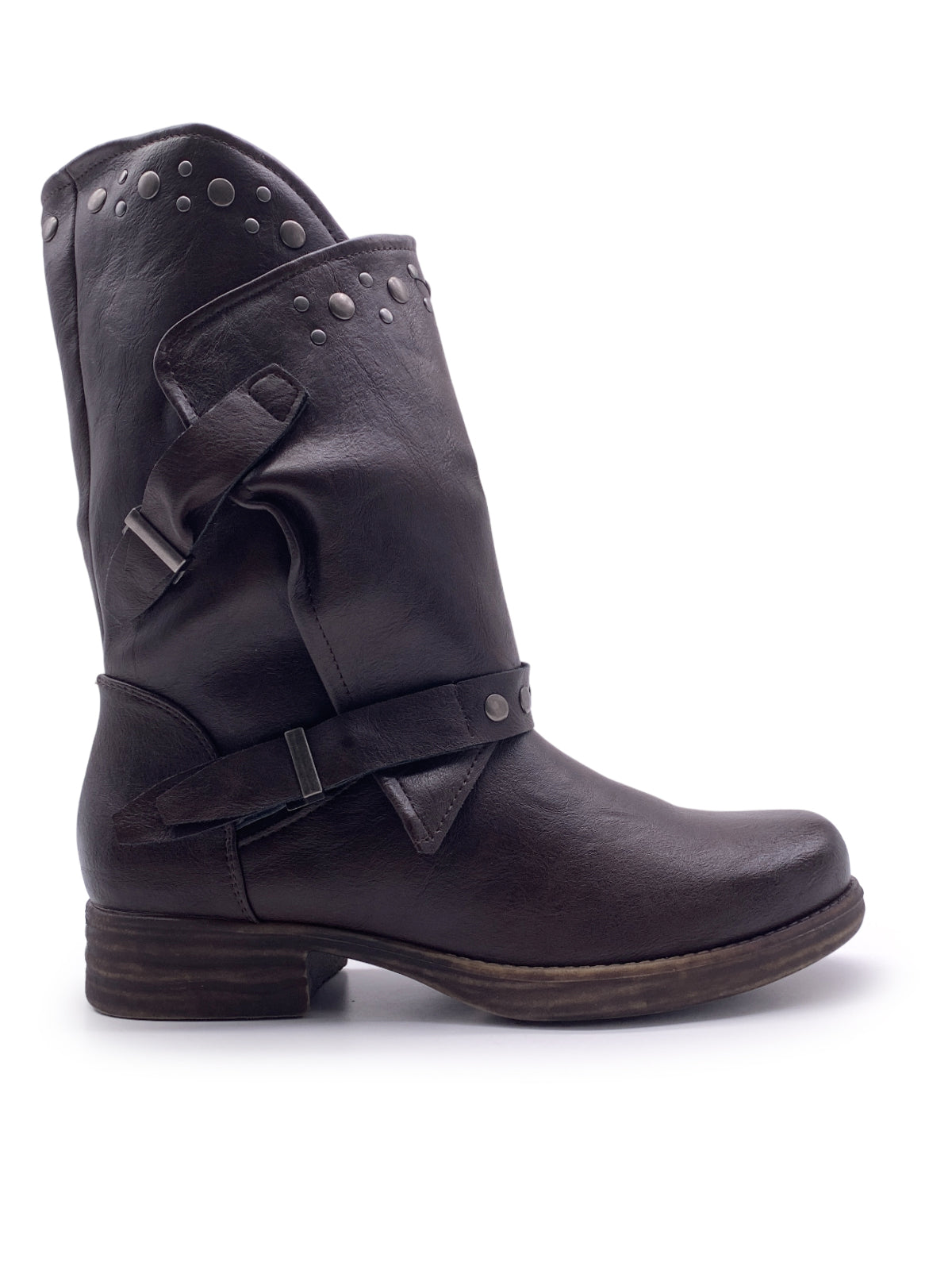 SELVA - Stivaletti biker in ecopelle con borchie