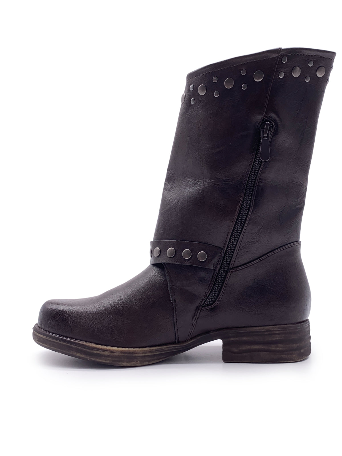 SELVA - Stivaletti biker in ecopelle con borchie