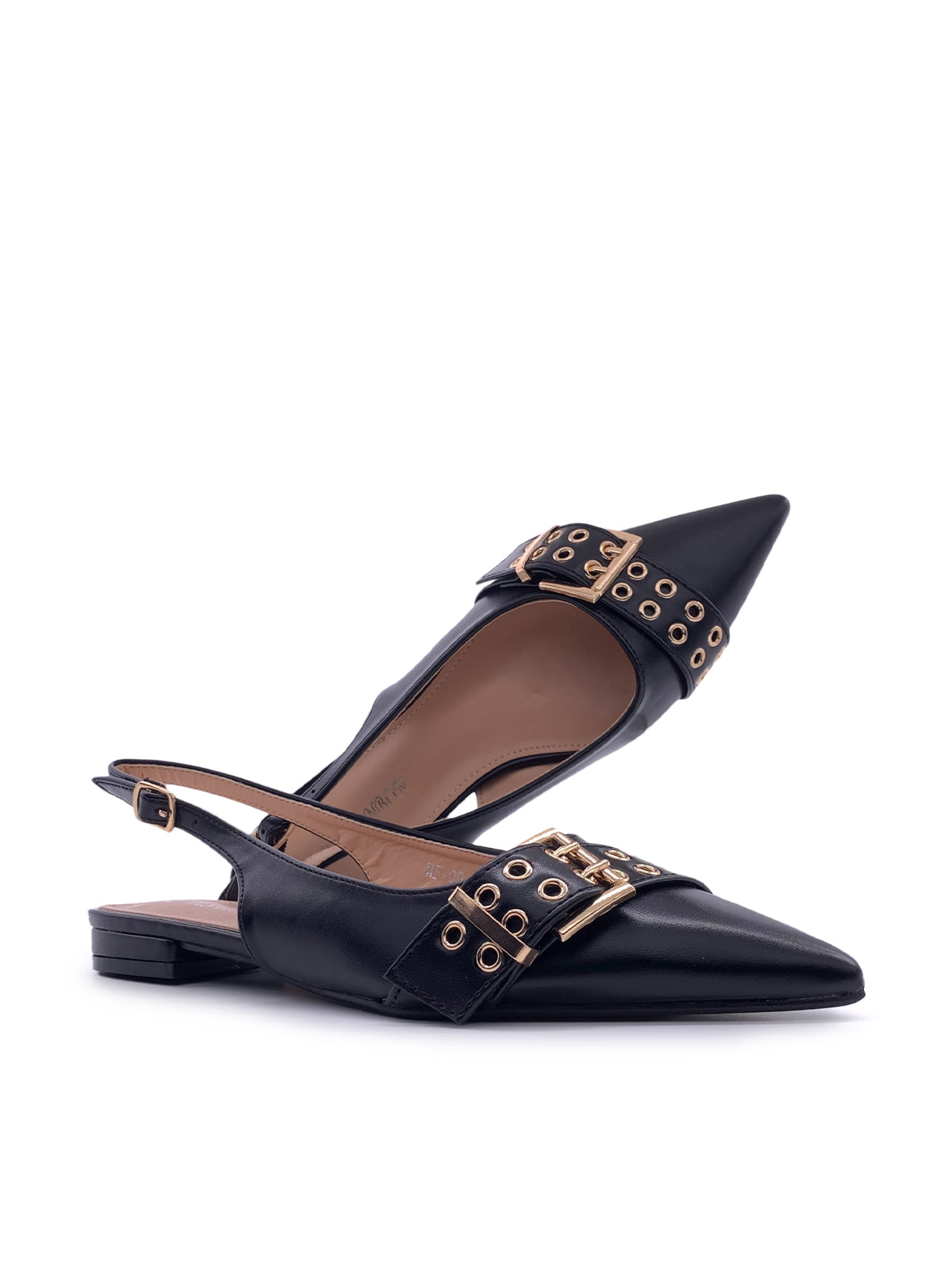 TARA - Ballerine Slingback in ecopelle con fibbia decorativa