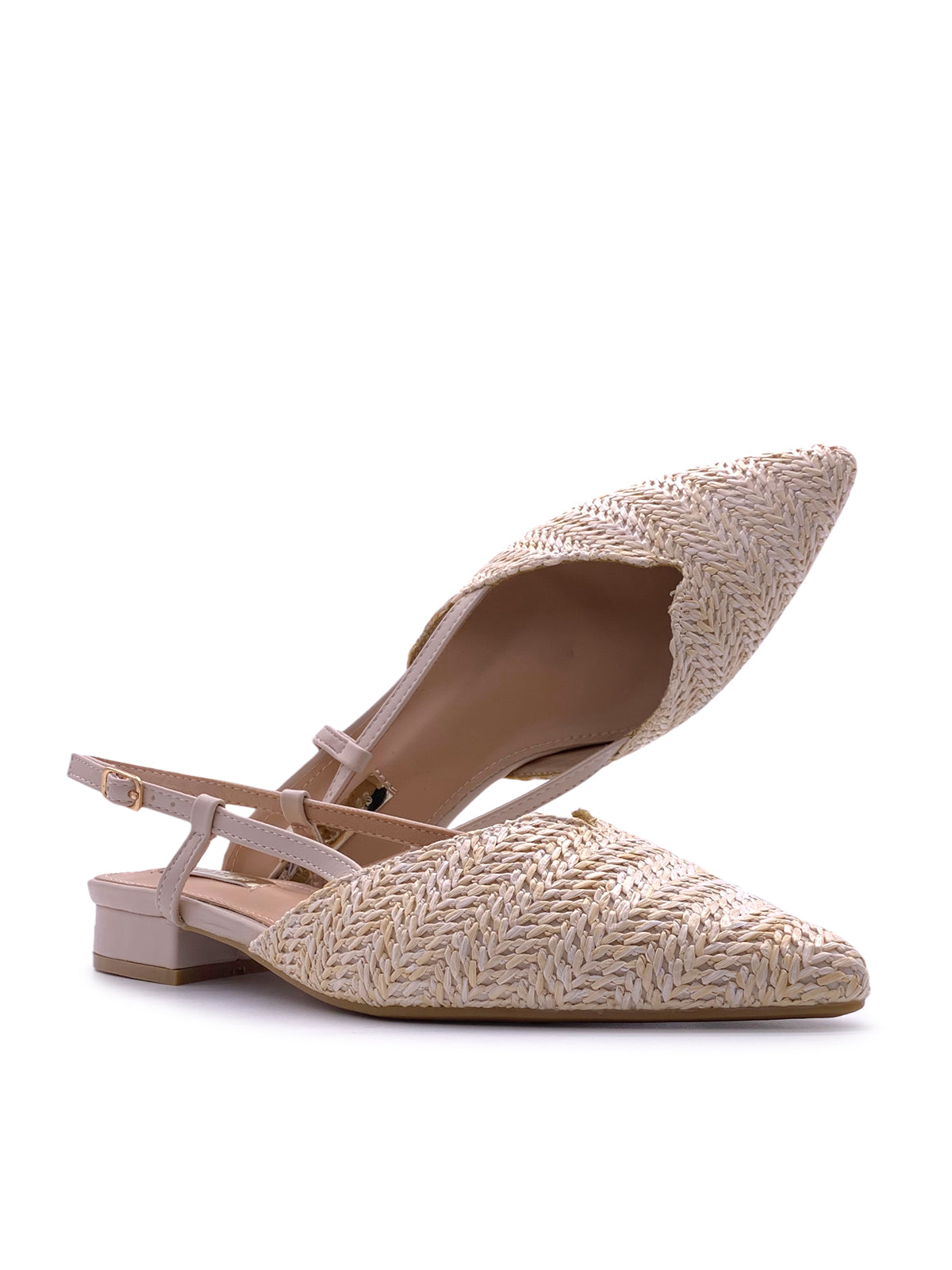 TRILLY - Ballerine Slingback in rafia intrecciata con cinturino