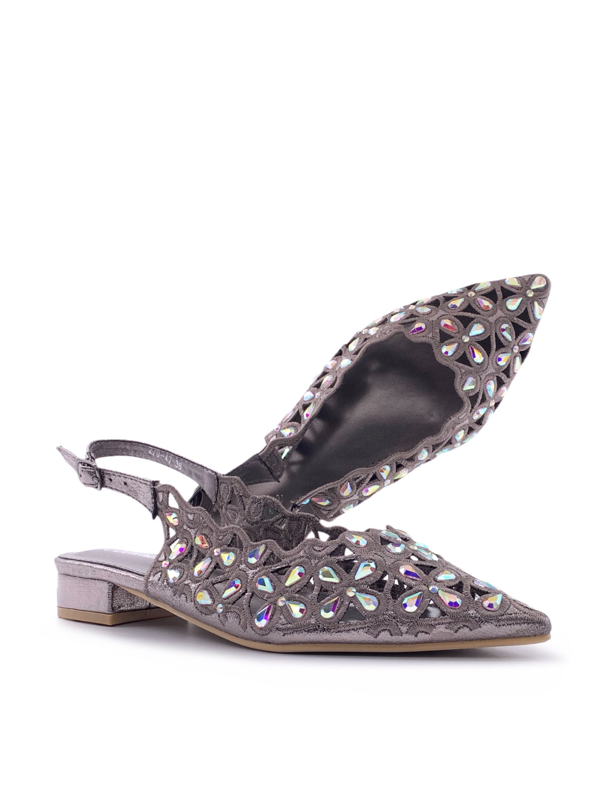 WINONA - Ballerine slingback in camoscio e strass