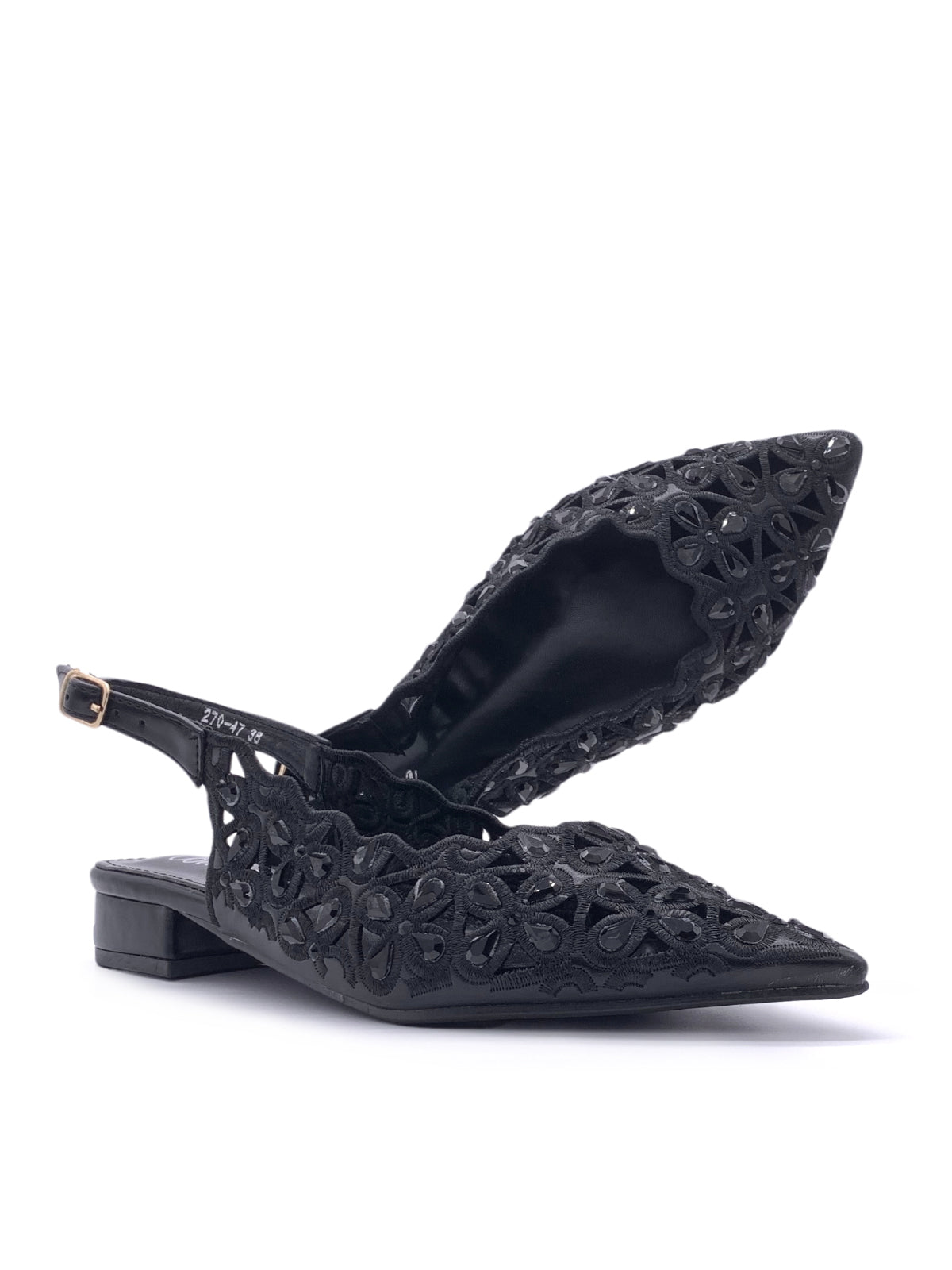 WINONA - Ballerine slingback in camoscio e strass