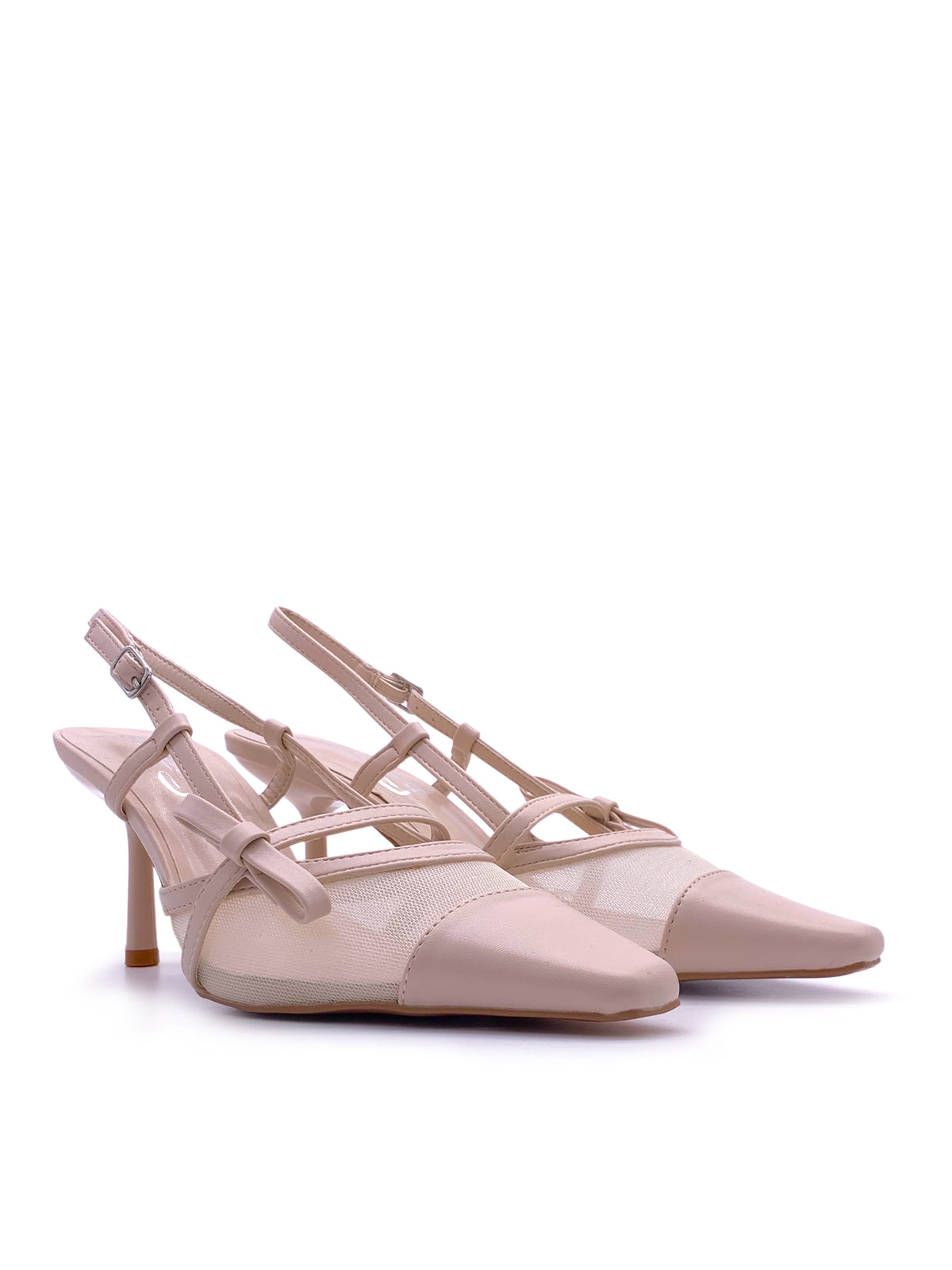 ZAIRA - Decolletè Slingback in ecopelle e rete con cinturino