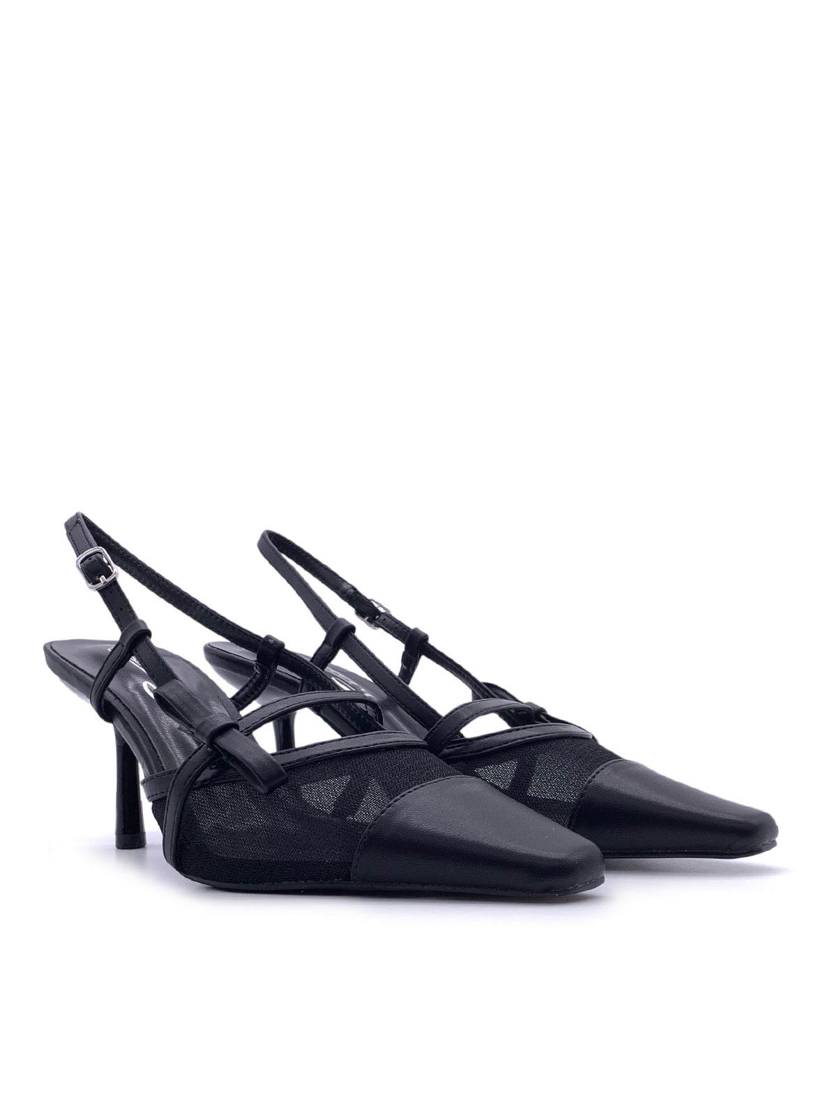 ZAIRA - Decolletè Slingback in ecopelle e rete con cinturino