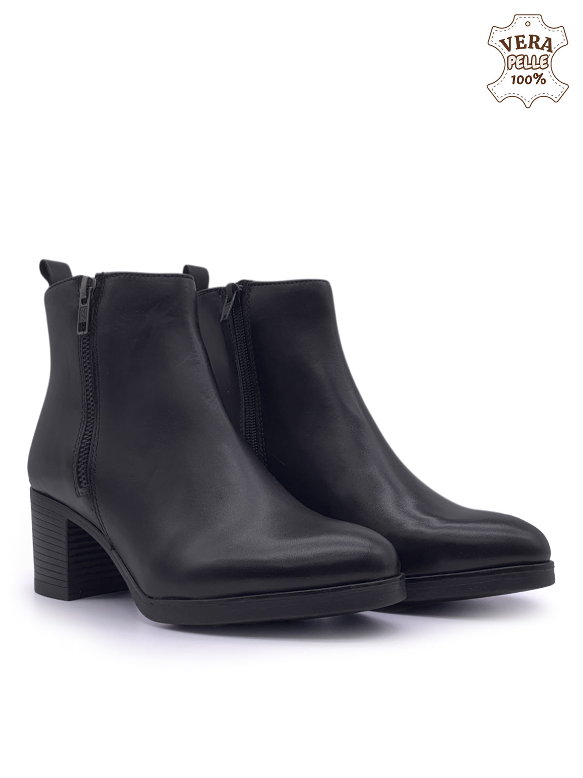ZOE - Tronchetti in Vera Pelle con zip laterale